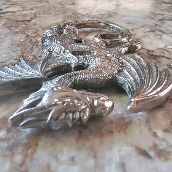 Fantasy Dragon Pendant – USA Cast Pewter – Winged Creature Necklace - Picture 5 of 5